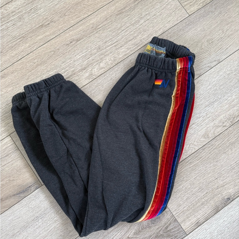 Aviator Nation Joggers with Rainbow Velvet Side Stripes